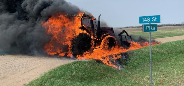 Milbank Fire Department Responds to Burning Tractor