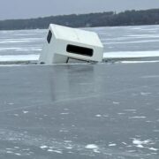 Vehicle and Fish House Fall in Big Stone Lake