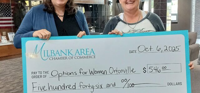 Milbank Chamber Donates Check to Options for Women