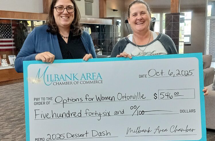 Milbank Chamber Donates Check to Options for Women